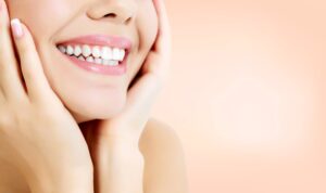 Close up of woman’s attractive smile